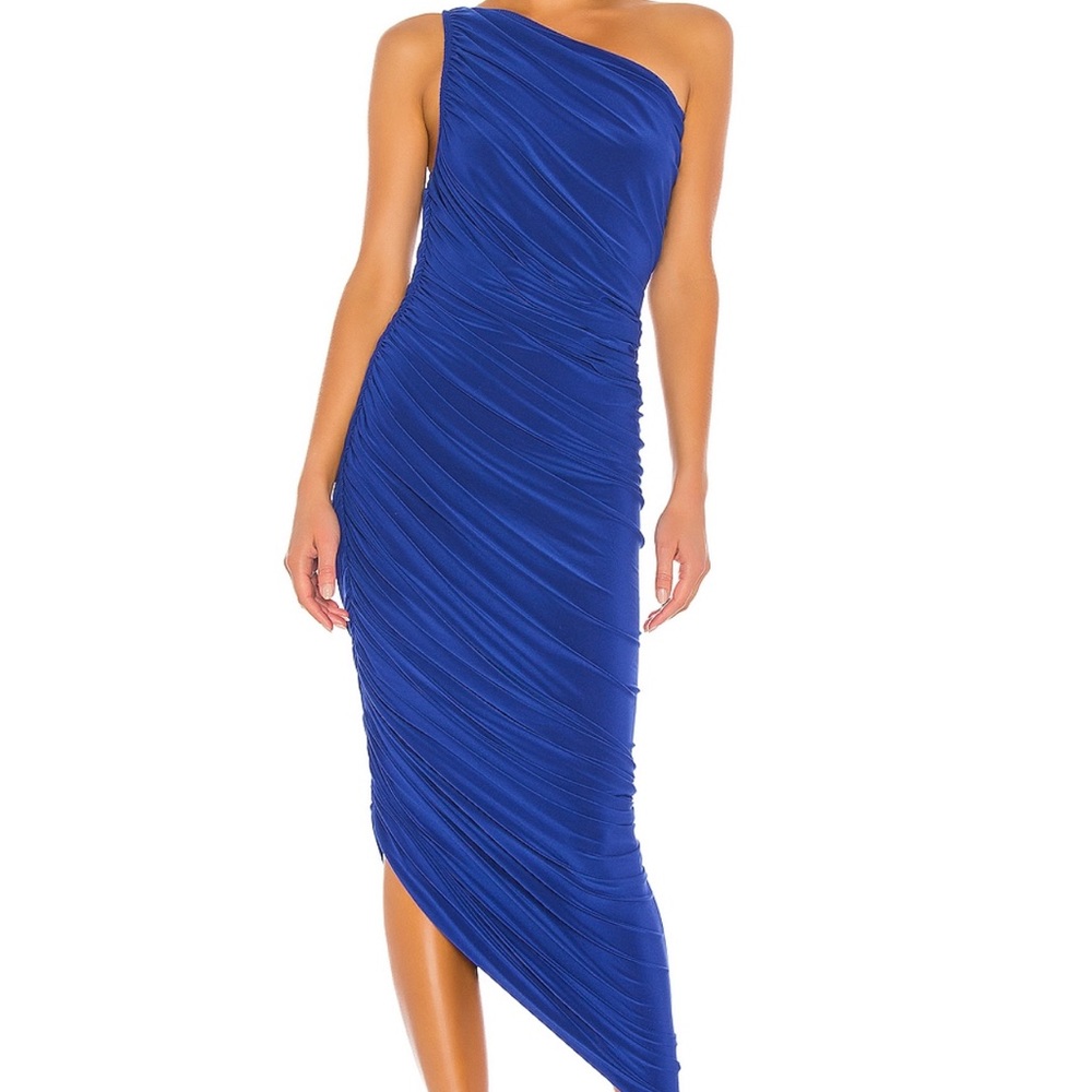 Norma Kamali Royal Blue One-Shoulder Dress
